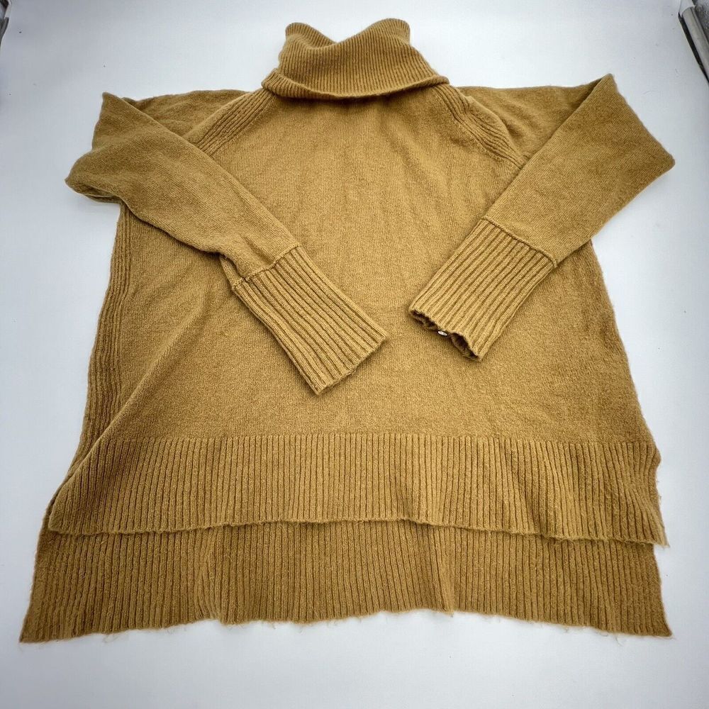 J Crew Womens Small Alpaca Wool Knit Long Sleeve Turtle Neck Sweater Tan Brown